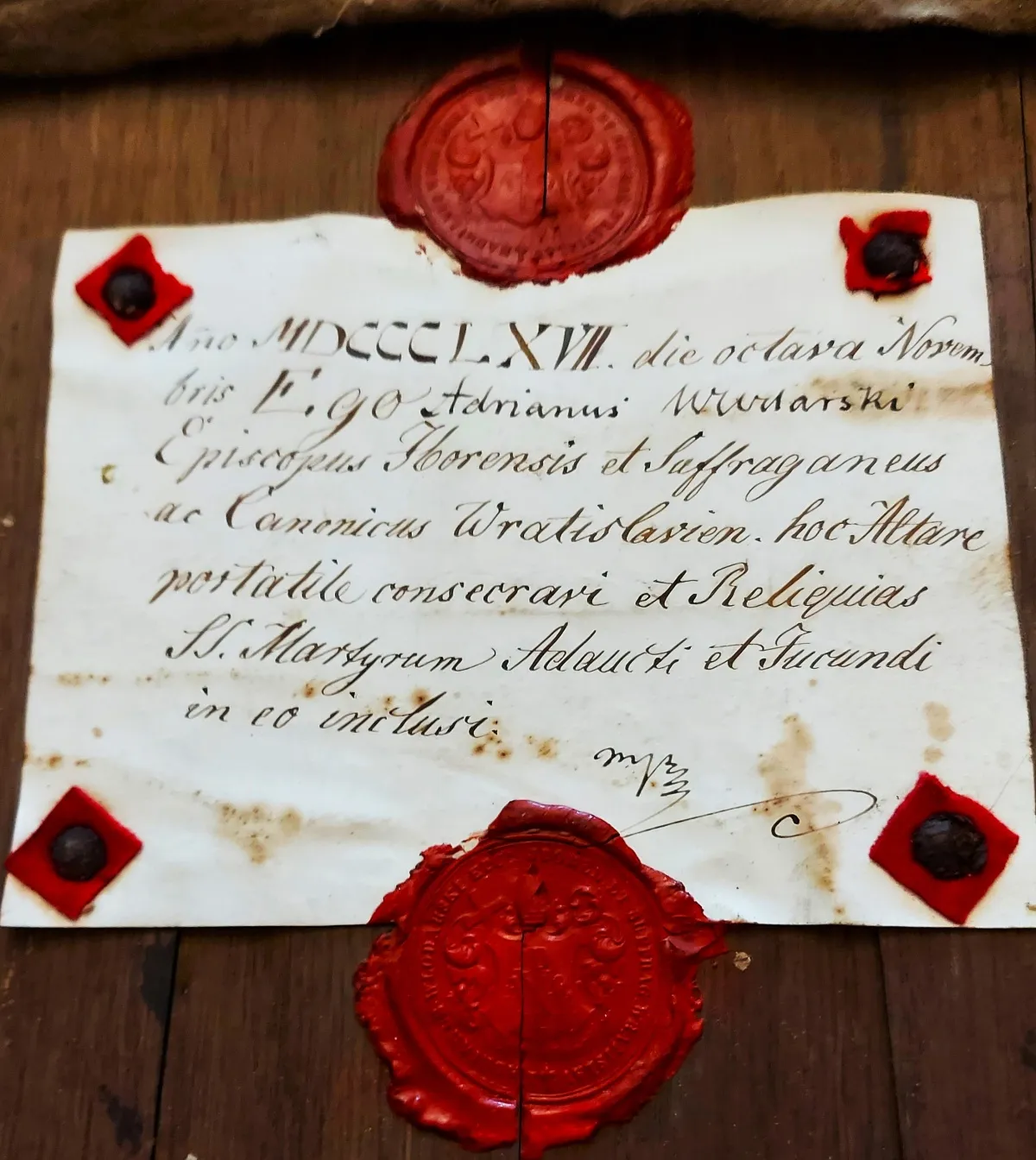 Relikwie św. męczenników Adaukta i Jucundusa.